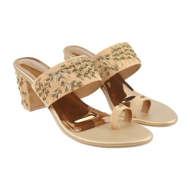 Haute Diva Women Antique-Gold Wedding Sandals