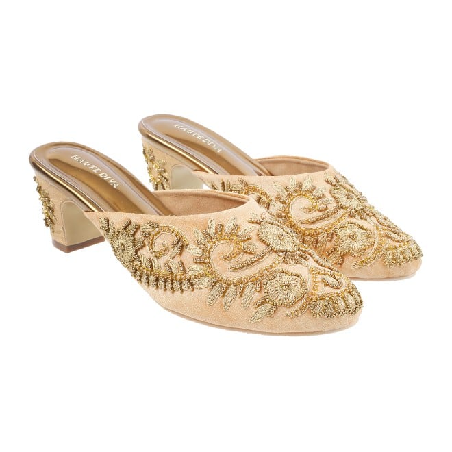 Haute Diva Women Antique-Gold Wedding Sandals