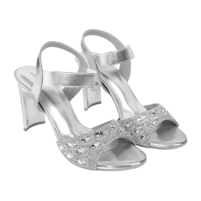 Haute Diva Women Silver Party Sandals