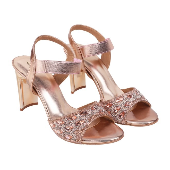 Haute Diva Women Rose-Gold Party Sandals