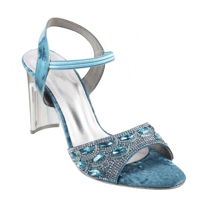 Haute Diva Women Light-Blue Party Sandals