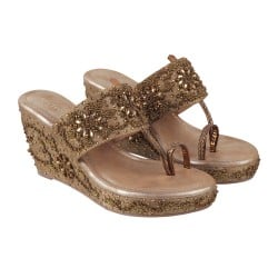 Women Antique-Gold Ethnic Sandals