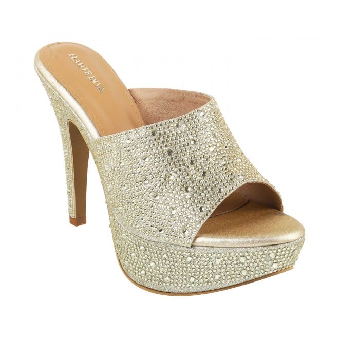Haute Diva Women Gold Wedding Sandals