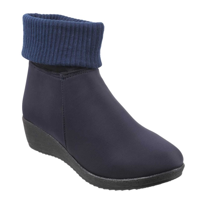 Mochi Navy-Blue Casual Boots for Girls