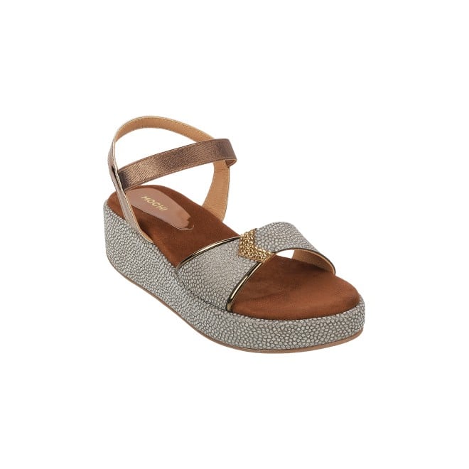 Mochi Girls Antique-Gold Casual Sandals