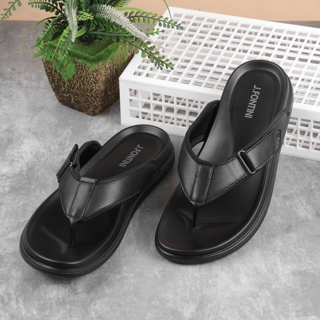 Mochi Men Black Casual Slippers