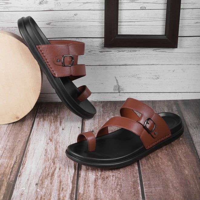 J.Fontini Men Tan Casual Slippers (SKU: 60-1151L-23-46)