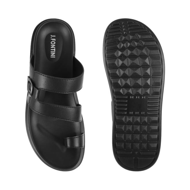 J.Fontini Men Black Casual Slippers (SKU: 60-1151L-11-46)