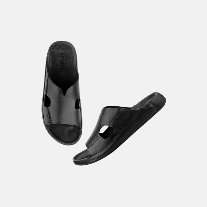 J.Fontini Men Black Casual Slippers (SKU: 60-123-11-40)