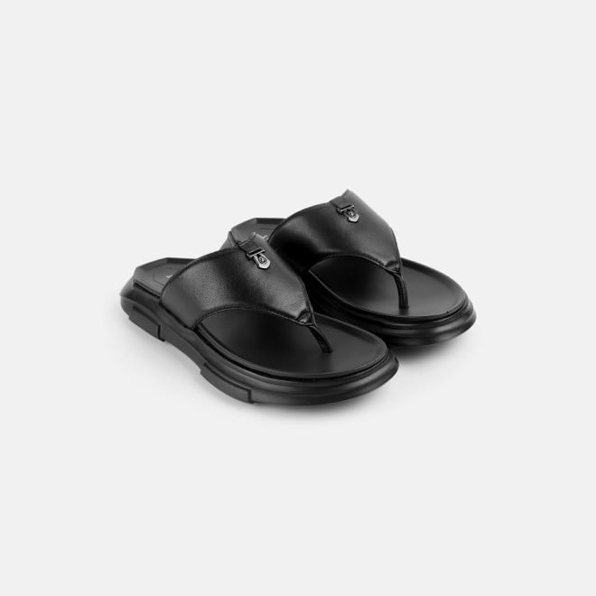 J.Fontini Men Black Casual Slippers (SKU: 60-124-11-40)