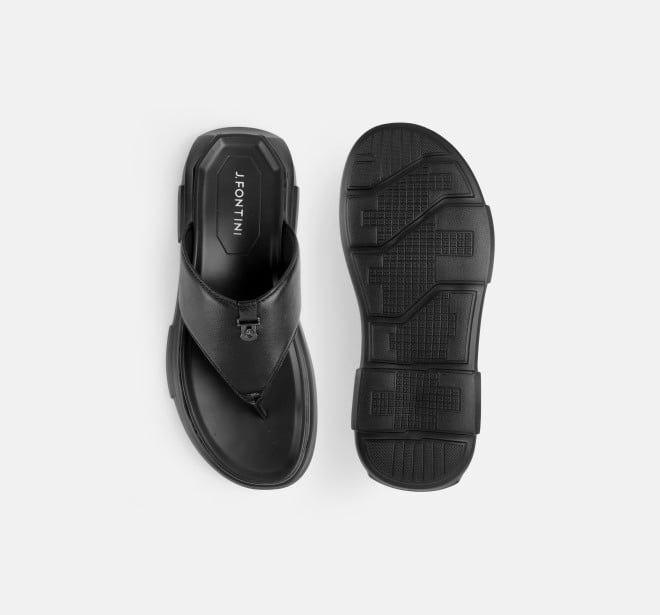 J.Fontini Men Black Casual Slippers (SKU: 60-124-11-40)