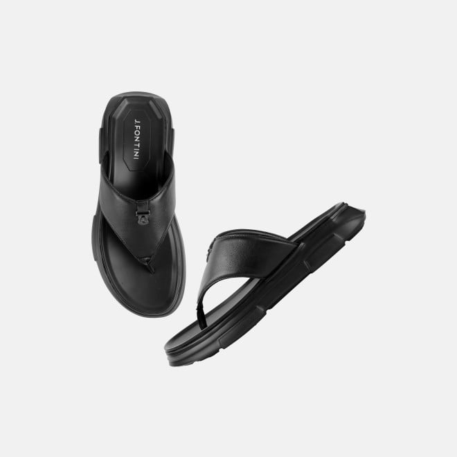 J.Fontini Men Black Casual Slippers (SKU: 60-124-11-40)