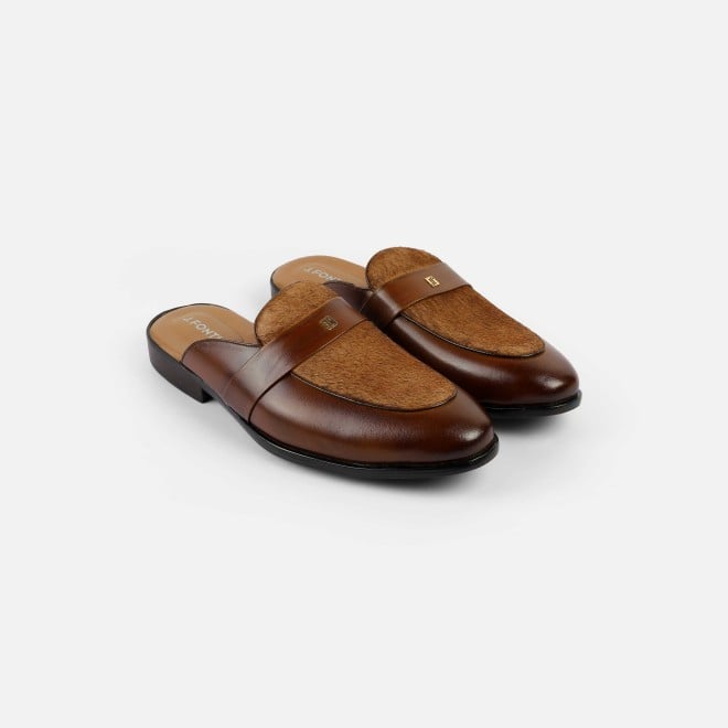 J.Fontini Men Tan Ethnic Slip Ons (SKU: 60-138-23-40)