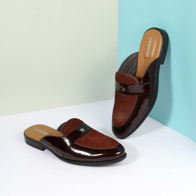 J.Fontini Men Wine Ethnic Slip Ons