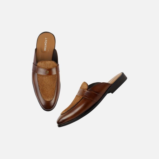 J.Fontini Men Tan Ethnic Slip Ons (SKU: 60-138-23-40)