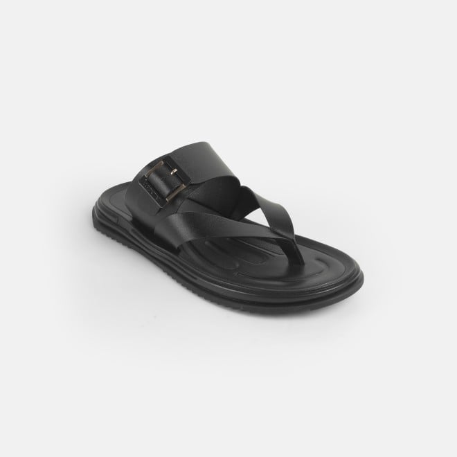 Mochi Men Black Casual Slippers