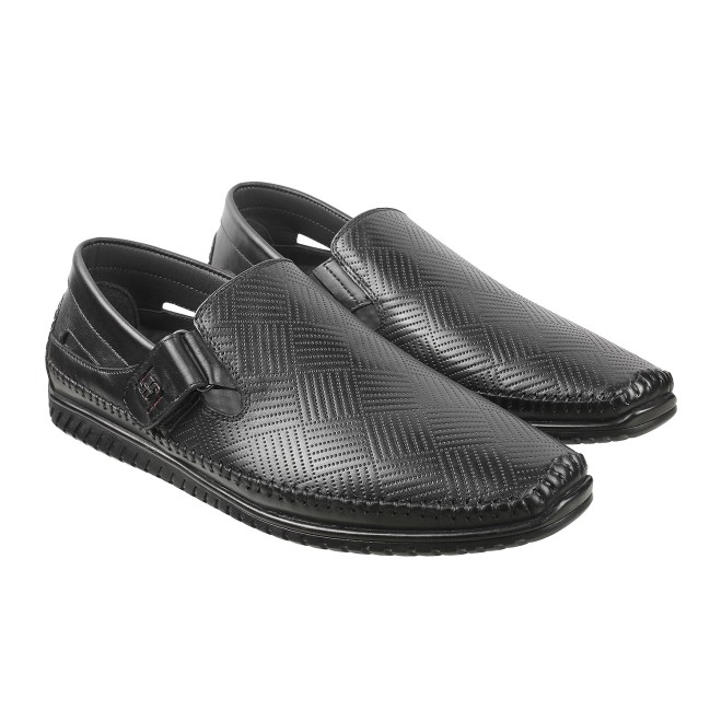 Mochi Men Black Casual Slip Ons