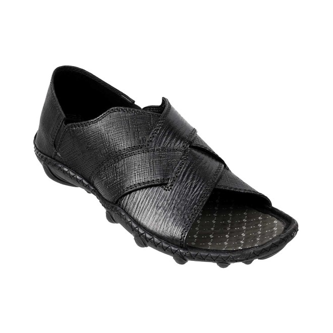 Mochi Black Ethnic Sandals for Men
