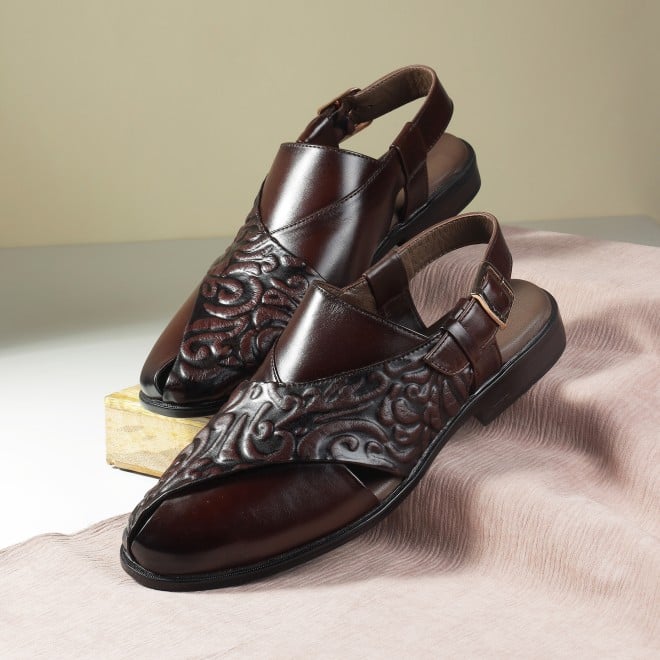 J.Fontini Men Brown Ethnic Sandals (SKU: 60-167-12-40)