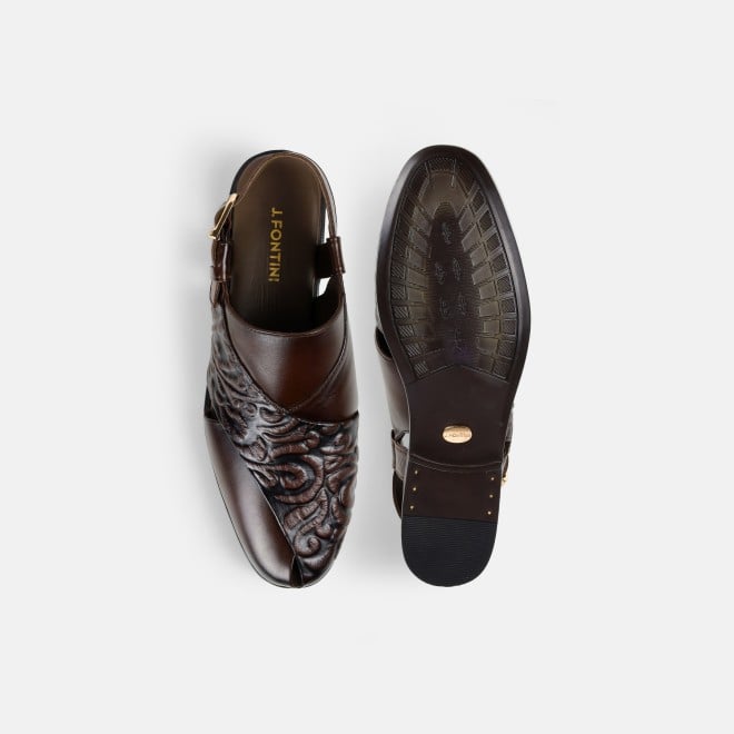 J.Fontini Men Brown Ethnic Sandals (SKU: 60-167-12-40)