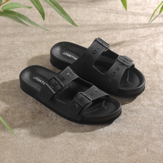 J.Fontini Men Black Casual Slippers (SKU: 60-182-11-40)