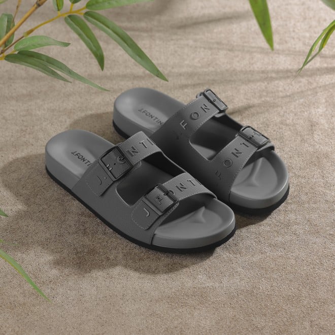 J.Fontini Men Grey Casual Slippers