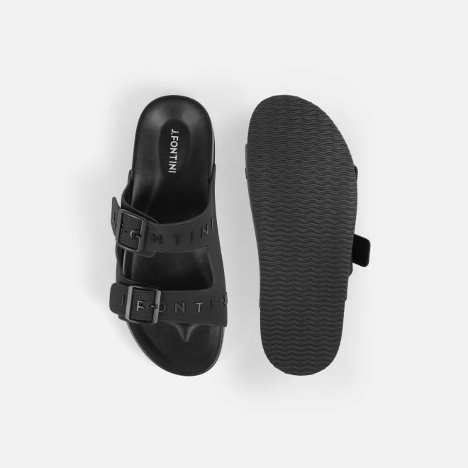 J.Fontini Men Black Casual Slippers (SKU: 60-182-11-40)