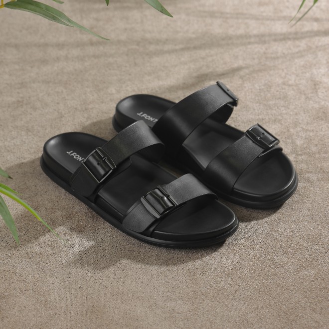 J.Fontini Men Black Casual Slippers (SKU: 60-183-11-40)