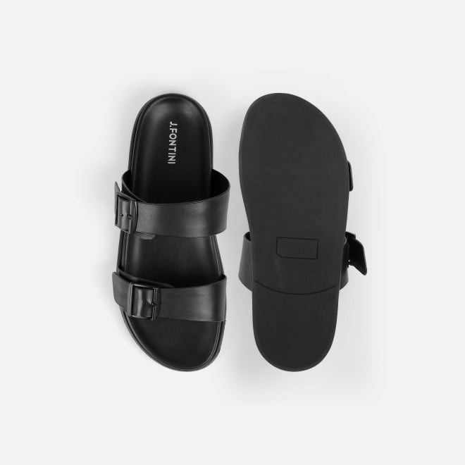 J.Fontini Men Black Casual Slippers (SKU: 60-183-11-40)