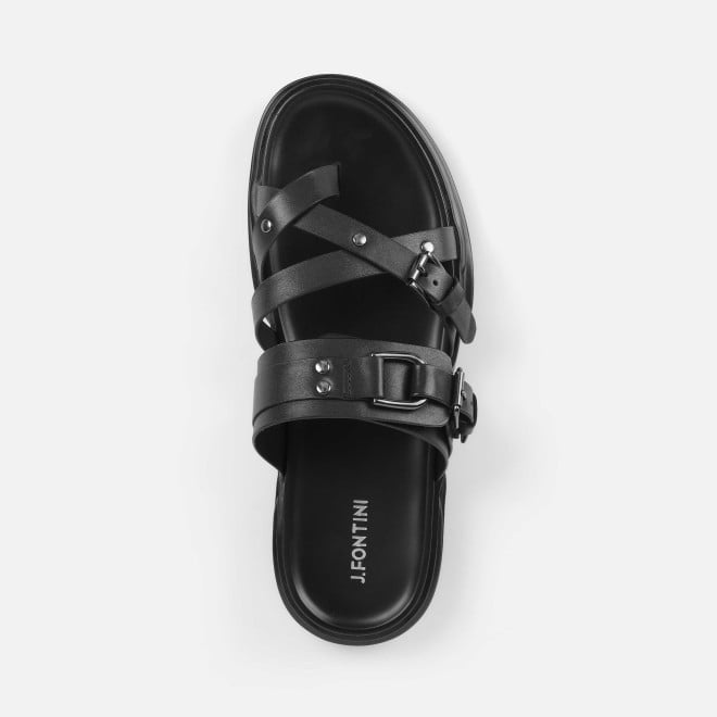 J.Fontini Men Black Casual Slippers (SKU: 60-184-11-40)