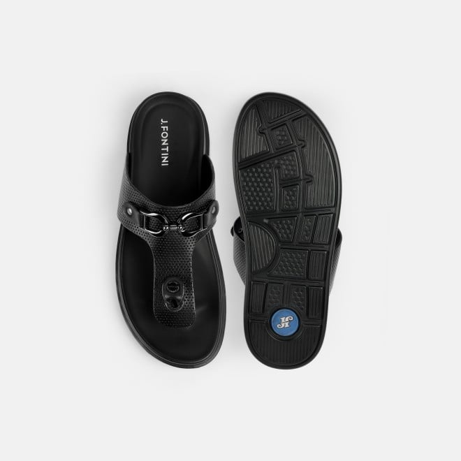 J.Fontini Men Black Casual Slippers (SKU: 60-188-11-40)