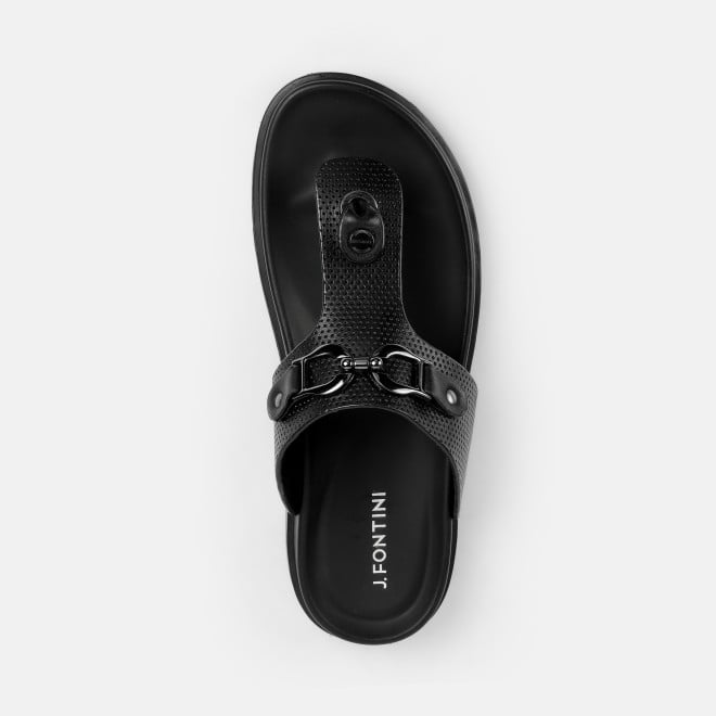 J.Fontini Men Black Casual Slippers (SKU: 60-188-11-40)