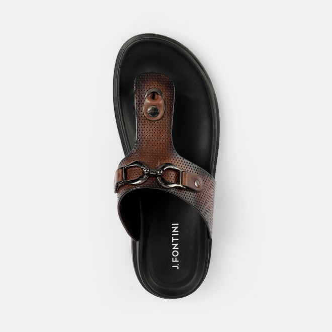 J.Fontini Men Brown Casual Slippers (SKU: 60-188-12-40)