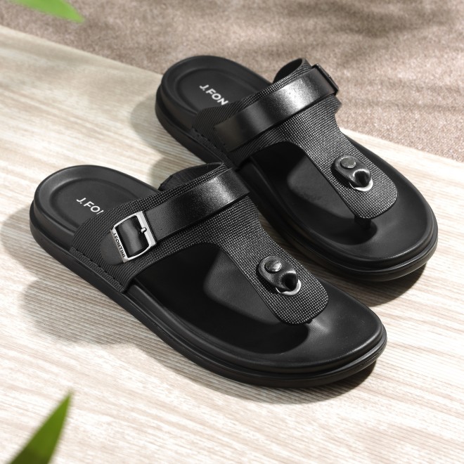 J.Fontini Men Black Casual Slippers (SKU: 60-190-11-41)