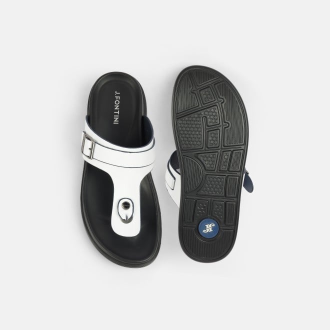 J.Fontini Men White Casual Slippers (SKU: 60-190-16-41)