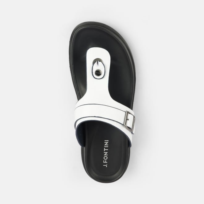 J.Fontini Men White Casual Slippers (SKU: 60-190-16-41)