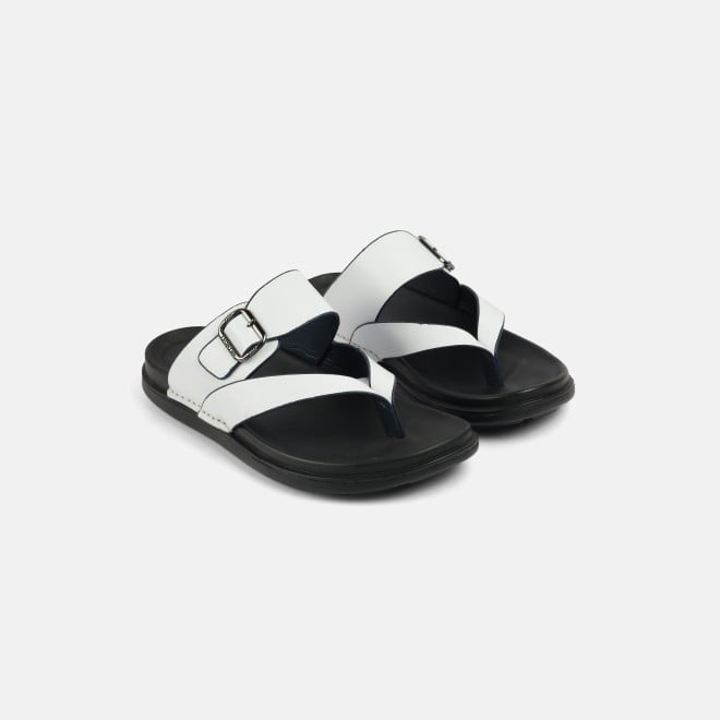 J.Fontini Men White Casual Slippers (SKU: 60-191-16-40)