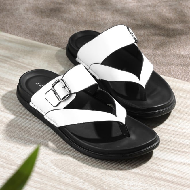 J.Fontini Men White Casual Slippers