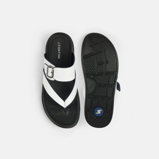 J.Fontini Men White Casual Slippers (SKU: 60-191-16-40)