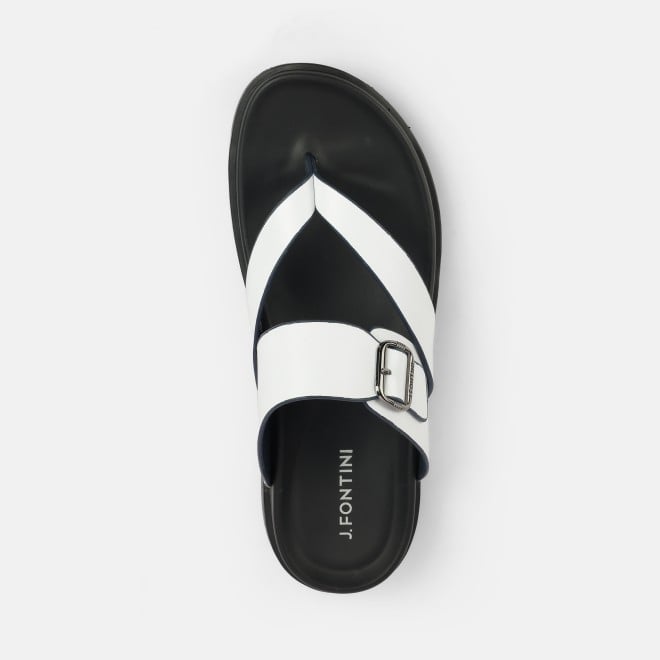 J.Fontini Men White Casual Slippers (SKU: 60-191-16-40)