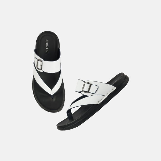 J.Fontini Men White Casual Slippers (SKU: 60-191-16-40)