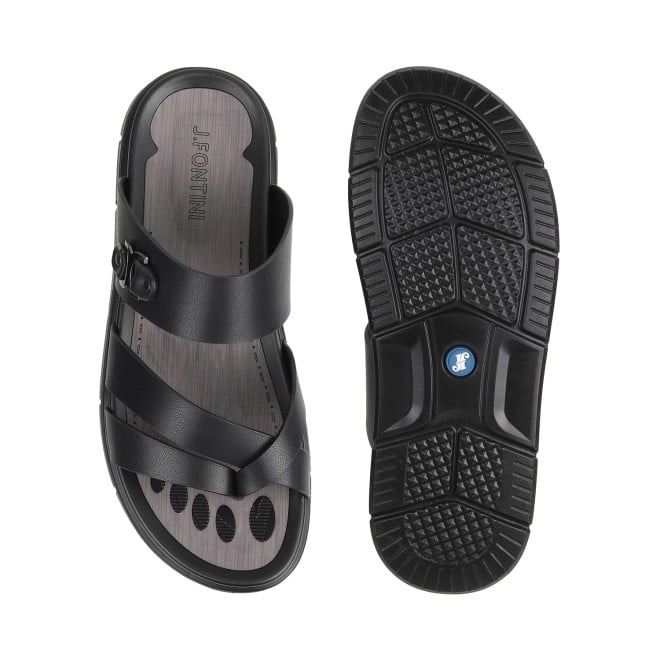 J.Fontini Men Black Casual Slippers (SKU: 60-1L-11-46)