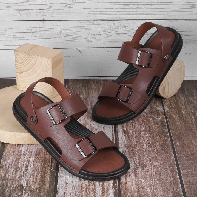 Mochi Men Brown Casual Sandals