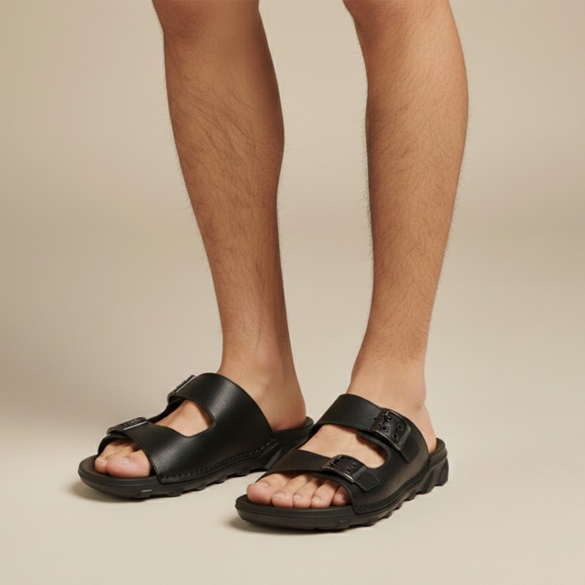 J.Fontini Men Black Casual Slippers (SKU: 60-218-11-40)