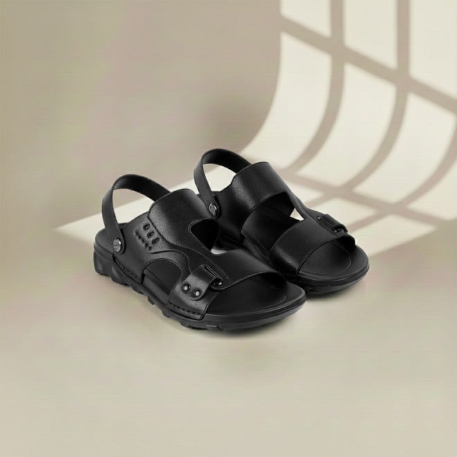 J.Fontini Men Black Casual Sandals