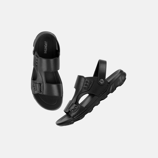J.Fontini Men Black Casual Sandals (SKU: 60-220-11-40)