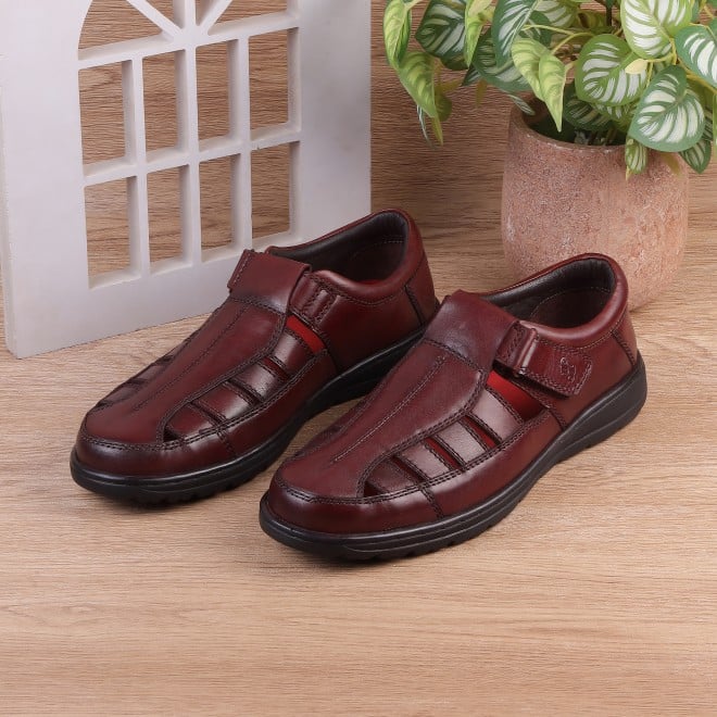 J.Fontini Men Wine Casual Sandals