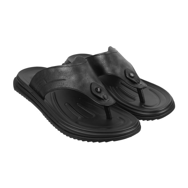 J.Fontini Men Black Casual Slippers