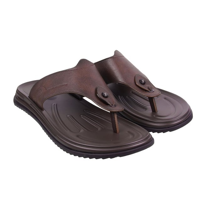 J.Fontini Men Brown Casual Slippers