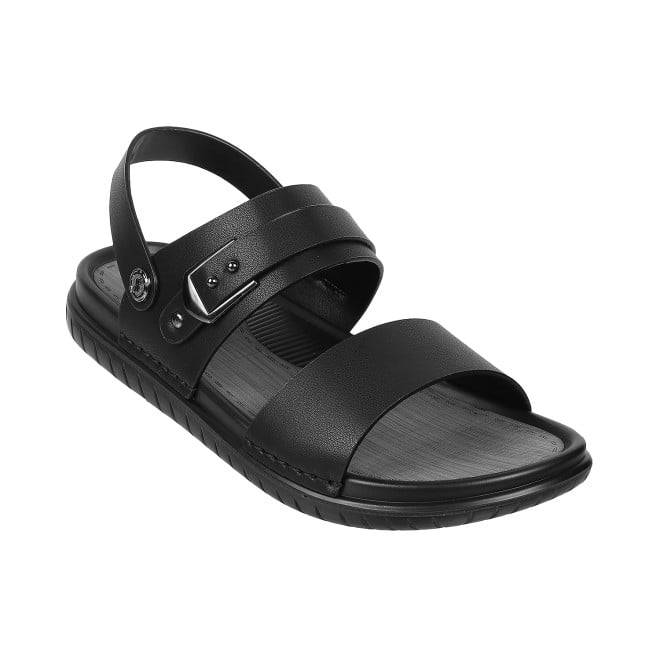 J.Fontini Men Black Casual Sandals